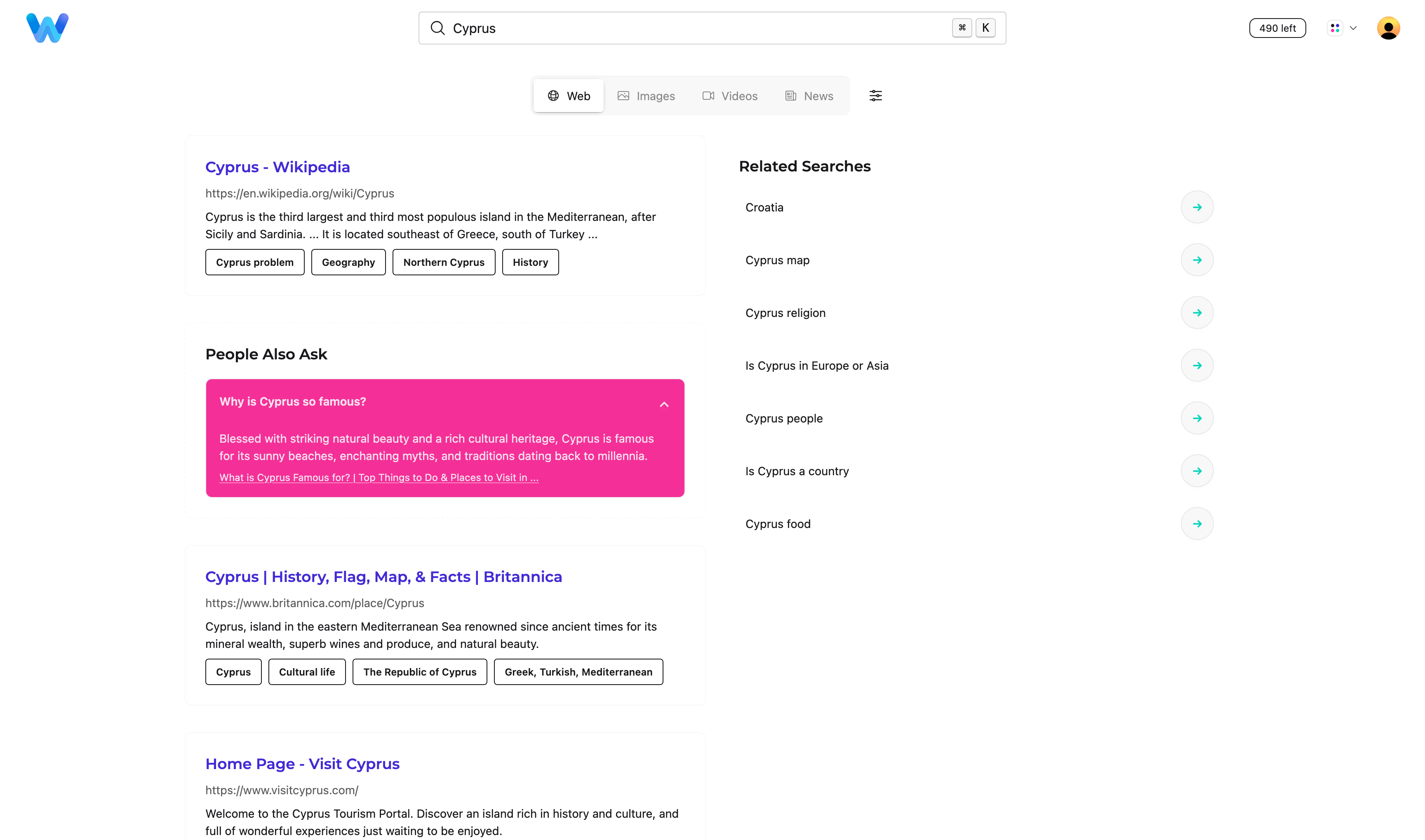 Screenshot of Waterfox SERP